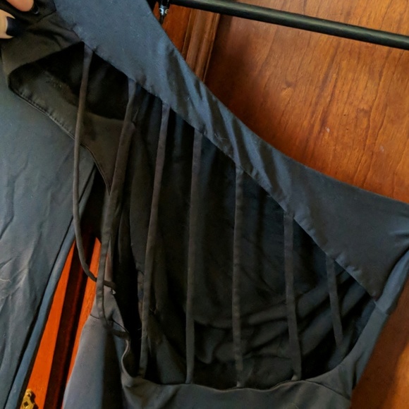 Spandex Cage Back BeBe Strapless Little Black Dress - Picture 4 of 7